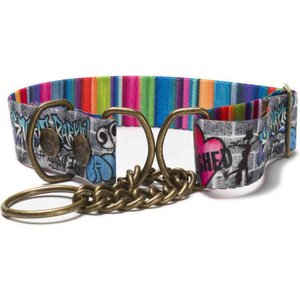 Merry Jane & Thor GangstaMutt Snarls Barkley Polyester Martingale Dog Collar, Large: 18 to 25-in neck, 1.25-in wide