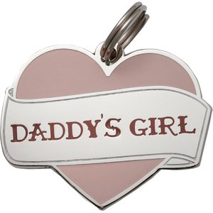 heart shaped metal dog tag reads daddy's girl