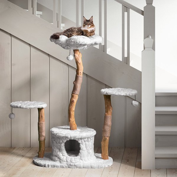 Mau Lifestyle Leone 50-in Modern Wooden Cat Tree & Condo, White slide 1 of 5