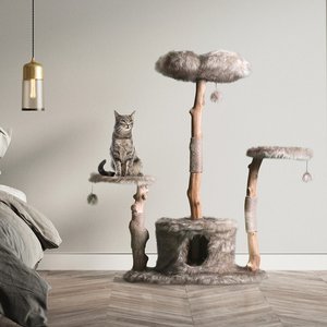 Mau Lifestyle Leone 50-in Modern Wooden Cat Tree & Condo, Brown
