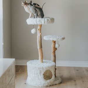 Mau Lifestyle Alba 43-in Modern Wooden Cat Tree & Condo, White