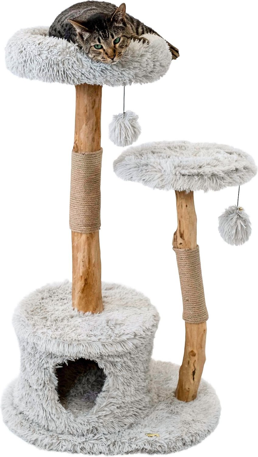 Mau Lifestyle Alba 43in Modern Wooden Cat Tree & Condo, Gray