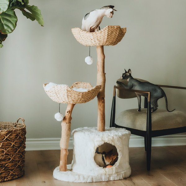 Mau Lifestyle Cento 46-in Modern Wooden Cat Tree & Condo, White slide 1 of 9