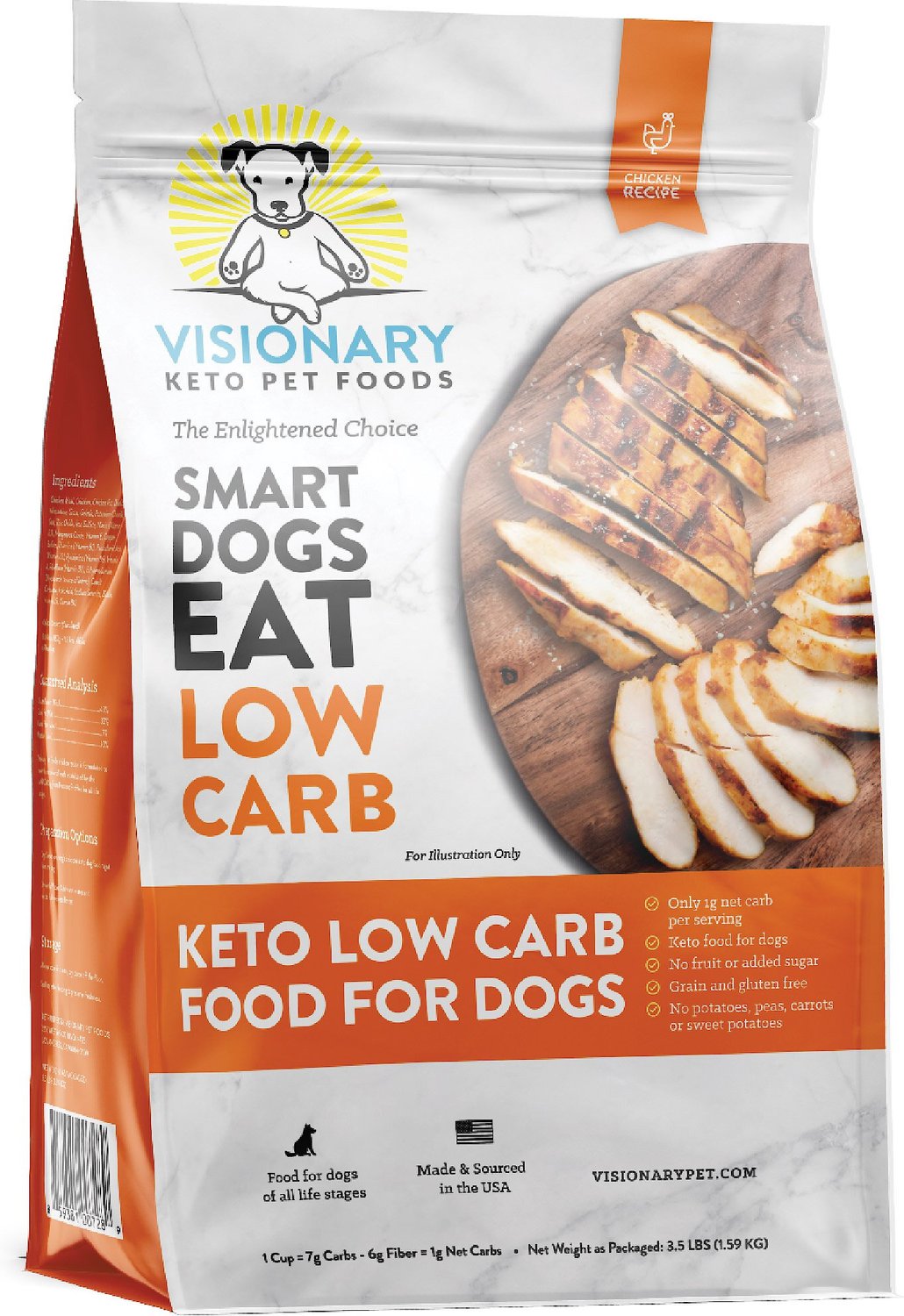 VISIONARY PET FOODS Keto Low Carb Chicken Recipe Dry Dog Food, 3.5lb