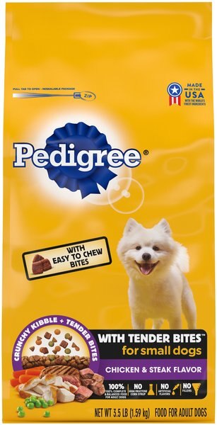 Pedigree Tender Bites Complete Nutrition Chicken & Steak Flavor Small Breed Dry Dog Food, 3.5-lb bag slide 1 of 9