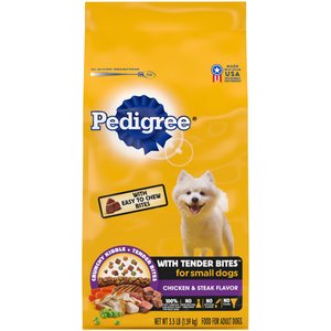 Pedigree Tender Bites Complete Nutrition Chicken & Steak Flavor Small Breed Dry Dog Food, 3.5-lb bag
