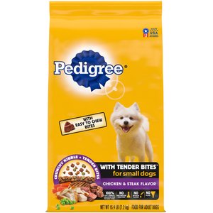 Pedigree Tender Bites Complete Nutrition Chicken & Steak Flavor Small Breed Dry Dog Food, 15.9-lb bag