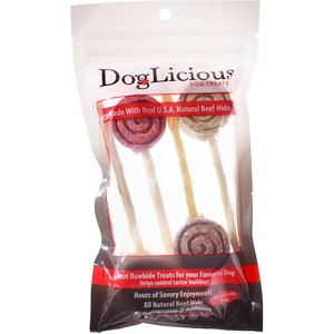 Canine's Choice DogLicious Munchy Lollipop Rawhide Dog Treats, 4 count
