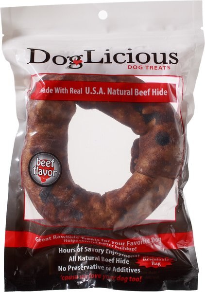 Canine's Choice DogLicious 6" Beef Flavored Donut Rawhide Dog Treat slide 1 of 2