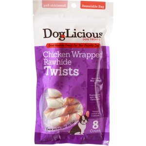 Canine's Choice DogLicious Chicken Wrapped Rawhide Twists Dog Treats, 8 count