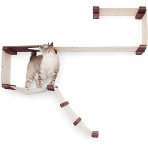 CatastrophiCreations Play Wall Mounted Activity Cat Tree Shelf Set, English Chestnut/Natural