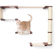 CatastrophiCreations Climb Wall Mounted Activity Cat Tree Shelf Set, English Chestnut/Natural