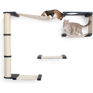 CatastrophiCreations Climb Wall Mounted Activity Cat Tree Shelf Set, Onyx/Natural