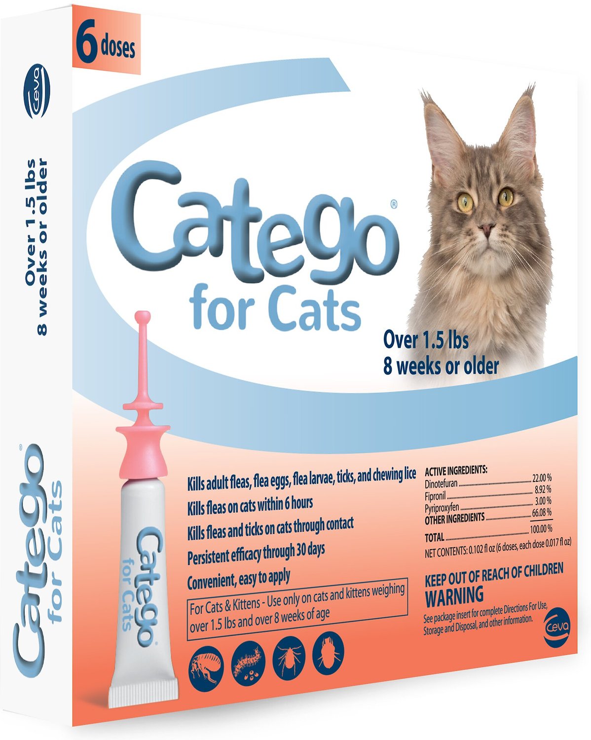 Catego Flea & Tick Treatment for Cats, 6 treatments
