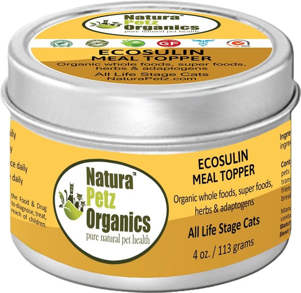 Natura Petz Organics Ecosulin Turkey Flavored Powder Hormone Supplement for Cats, 4-oz tin slide 1 of 1