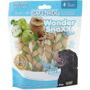 Petmate Wonder SnaXX Braids Peanut Butter & Apple Flavor Dog Treats, 4 count