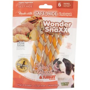 Petmate Wonder SnaXX Twists Sweet Potato & Turkey Flavor Dog Treats, 6 count