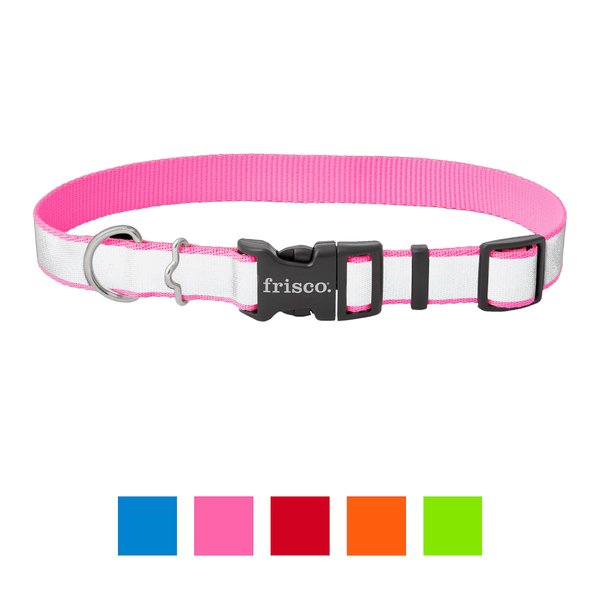Frisco Solid Polyester Reflective Dog Collar, Pink, Large: 18 to 26-in neck, 1-in wide slide 1 of 7