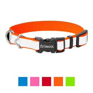 Frisco Solid Polyester Reflective Dog Collar, Orange, X-Small: 8 to 12-in neck, 5/8-in wide