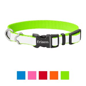 Frisco Solid Polyester Reflective Dog Collar, Lime, X-Small: 8 to 12-in neck, 5/8-in wide