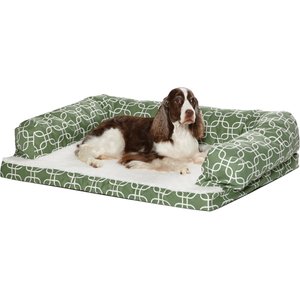 MidWest Orthopedic Bolster Dog Bed w/Removable Cover, Green, Large