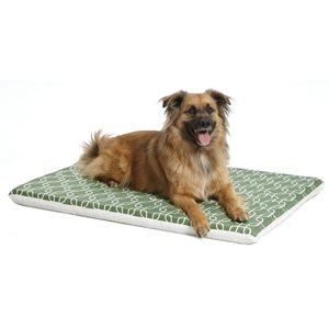MidWest QuietTime Geo Print & Fleece Reversible Dog Crate Mat, Green, Intermediate