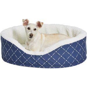 MidWest Cradle Nesting Orthopedic Bolster Cat & Dog Bed w/Removable Cover, Blue/White, Small/Medium