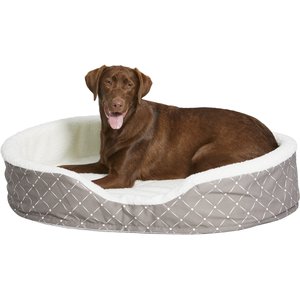 MidWest Cradle Nesting Orthopedic Bolster Cat & Dog Bed w/Removable Cover, Mushroom/White, Large