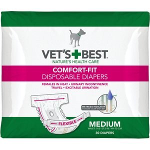 Vet's Best Comfort-Fit Disposable Female Dog Diapers, Medium: 19.5 to 27.5-in waist, 30 count