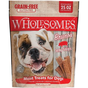 Wholesomes Bruno's Jerky Strips Grain-Free Dog Treats, 25-oz bag