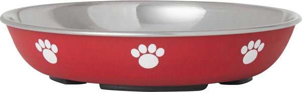 Frisco Heavy Duty Non-Skid Saucer Cat Bowl, Red Paw slide 1 of 7