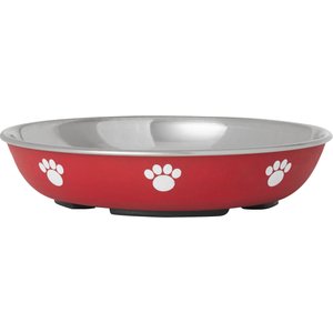 Frisco Heavy Duty Non-Skid Saucer Cat Bowl, Red Paw