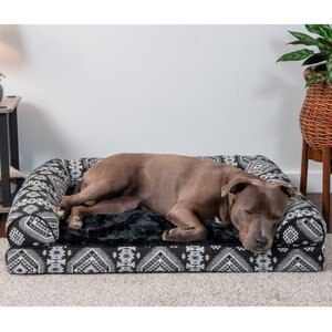 FurHaven Southwest Kilim Cat & Dog Bed, Black Medallion, Large