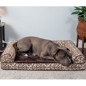 FurHaven Southwest Kilim Cat & Dog Bed, Desert Brown, Large