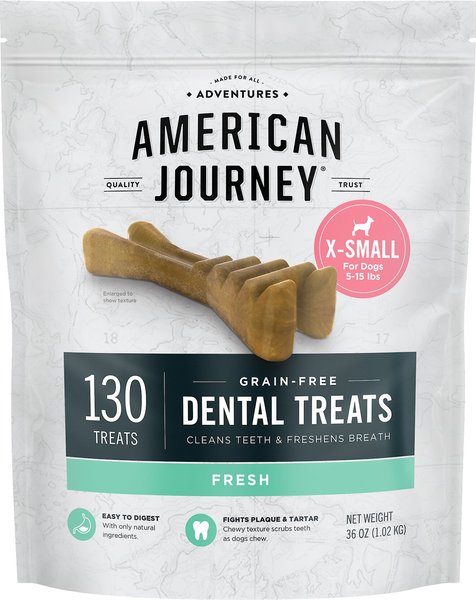 American Journey Extra-Small Grain-Free Fresh Dental Dog Treats, 36-oz bag, 130 count slide 1 of 8