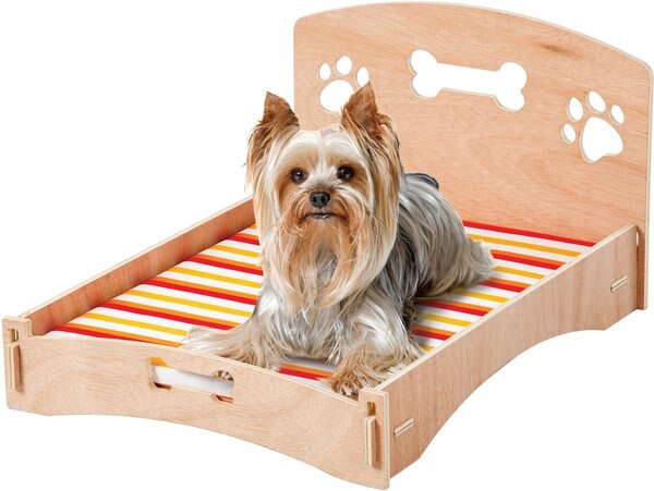 Etna Wooden Bone & Paw Design Sofa Cat & Dog Bed w/Removable Cover slide 1 of 2