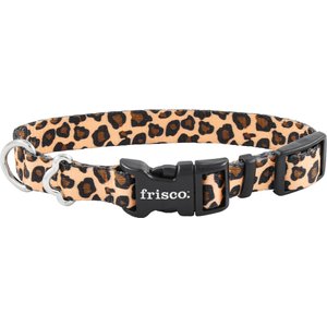 Frisco Leopard Print Polyester Dog Collar, X-Small: 8 to 12-in neck, 5/8-in wide