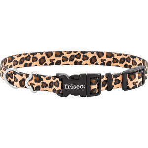 Frisco Leopard Print Polyester Dog Collar, Small: 10 to 14-in neck, 5/8-in wide