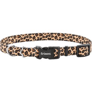 Frisco Leopard Print Polyester Dog Collar, Medium: 14 to 20-in neck, 3/4-in wide