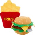 Frisco Plush Squeaking Burger & Fries Dog Toy, 2-Pack