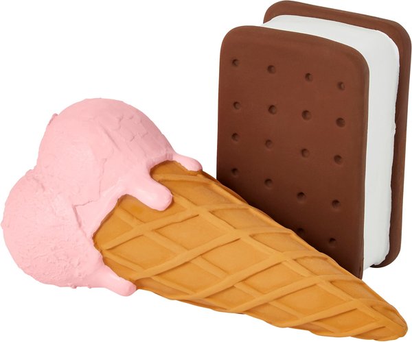 Frisco Ice Cream Sandwich & Ice Cream Cone Latex Dog Toy, 2-Pack slide 1 of 4