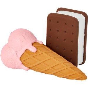 Frisco Ice Cream Sandwich & Ice Cream Cone Latex Dog Toy, 2-Pack