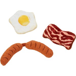 Frisco Plush Bacon, Egg, & Sausage Cat Toy with Catnip, 3-Pack