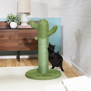 Full Wrapped Premium Natural Sisal Scratching Post for Indoor Cats Cactus Cat Scratcher Tower with 3 Scratch Post and Dangling Bell Ball T2Y Cat Scratching Post