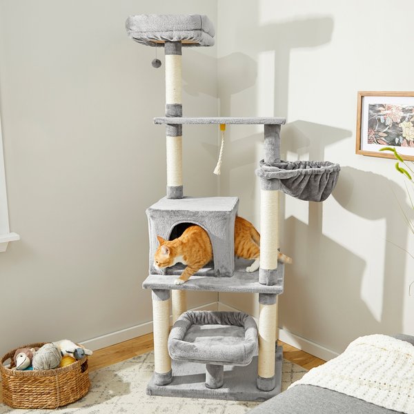 Frisco 66-in Cat Tree with Bed, Condo, Lounge Basket & Top Perch, Gray slide 1 of 6