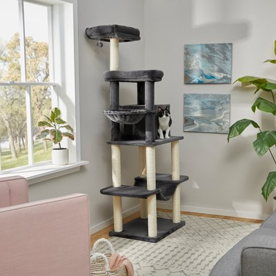 Frisco 73-in Cat Tree with Hammock, Condo, Lounge Basket, Top Perch and Bed, slide 1 of 1