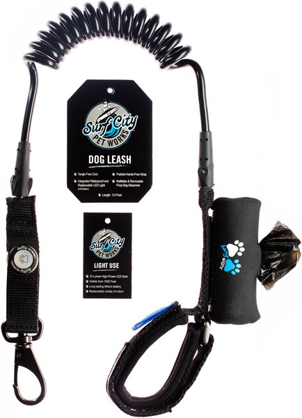 Surf City Pet Works Reflective Bungee Hands-Free Running Dog Leash, Black, 5.5-ft long, 1 1/4-in wide slide 1 of 5