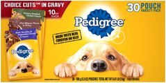 Pedigree Choice Cuts in Gravy Variety Pack Adult Wet Dog Food, 3.5-oz pouch, case of 30