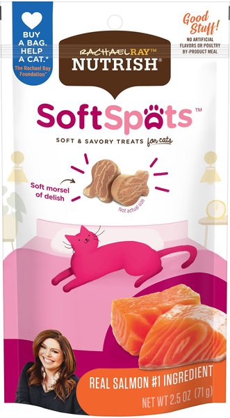 Rachael Ray Nutrish Soft Spots Salmon Soft & Savory Cat Treats, 2.5-oz pouch slide 1 of 3