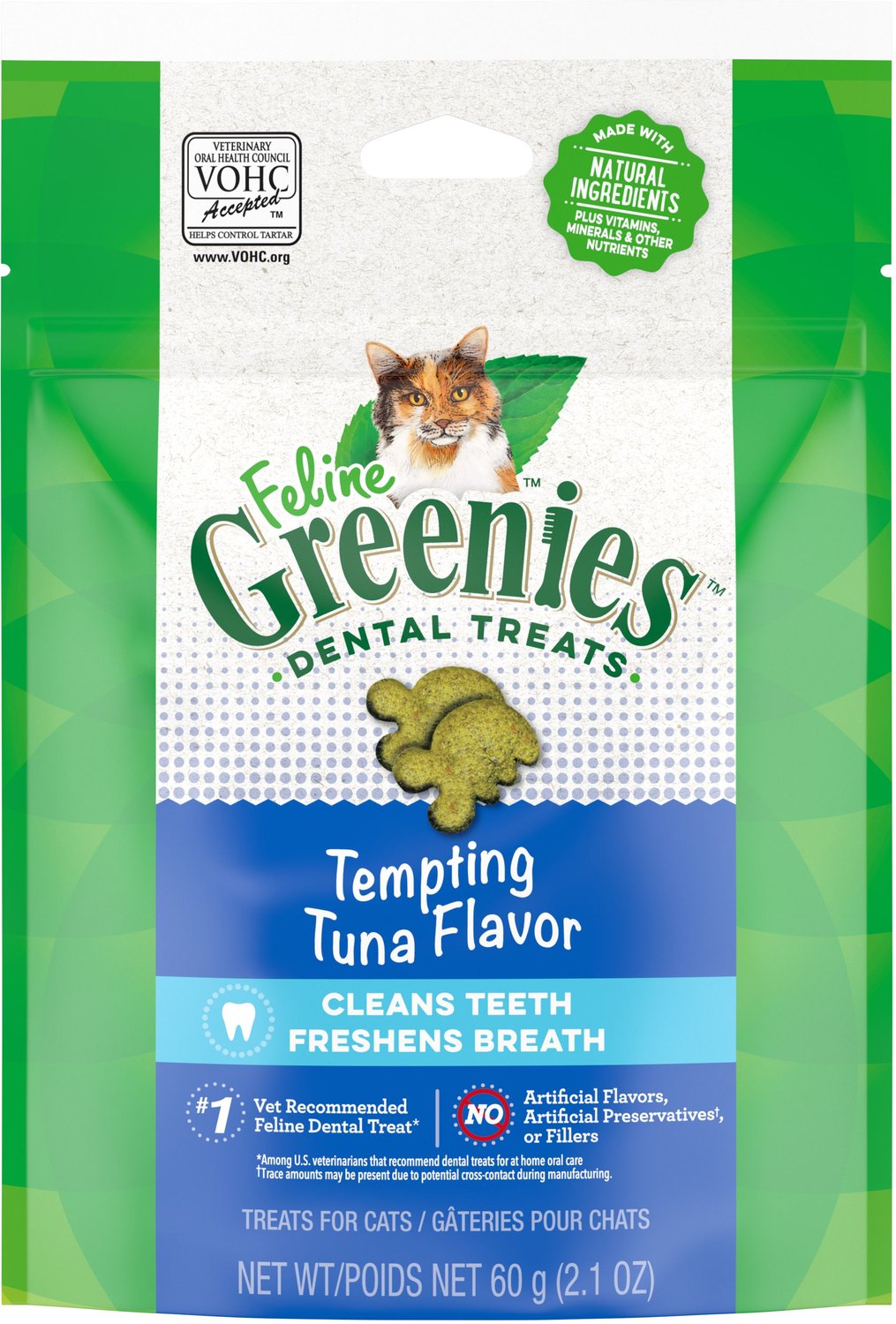Greenies Feline Tempting Tuna Flavor Adult Dental Cat Treats, 2.1oz
